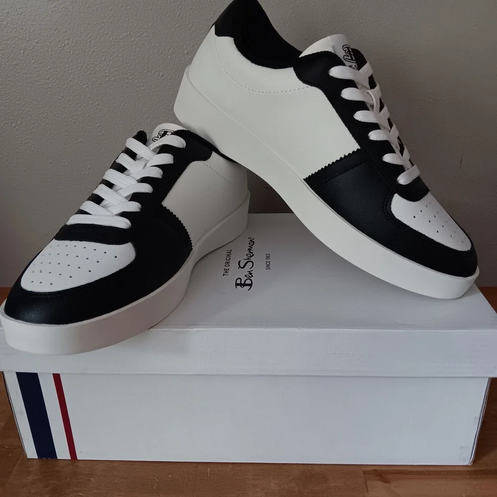 Ben Sherman Richmond Sneakers Mens Size 7D White Black New Low Top BSMRICHL-135